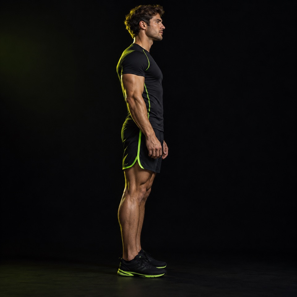 Athlete standing, ready to train